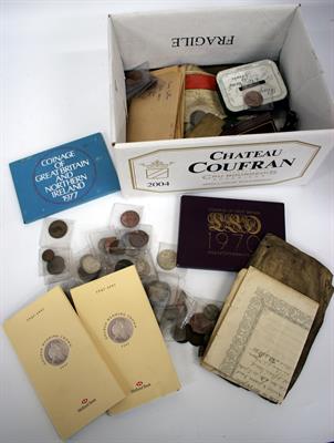 Lot 85 - A BOX OF VARIOUS GEORGIAN AND LATER EPHEMERA letters and other items together with a small quantity