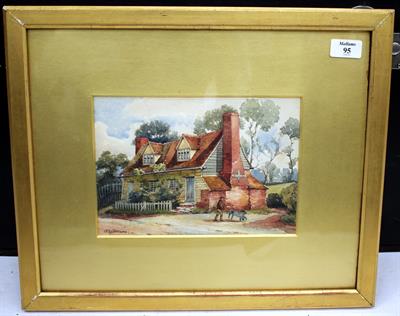 Lot 95 - A 19TH CENTURY ENGLISH SCHOOL WATERCOLOUR of a pair of cottages