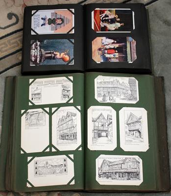 Lot 123 - A COLLECTION OF ANTIQUE AND LATER POSTCARDS within two large albums