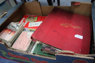 Lot 125 - A VICTORIAN SCRAP ALBUM and a collection of loose postcards to include embroidered postcards
