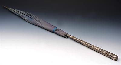Lot 146 - A MIDDLE EASTERN SILVER HANDLED PARASOL