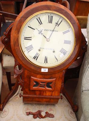 Lot 168 - A 19TH CENTURY AMERICAN WALNUT CASED DROP DIAL WALL CLOCK the dial with Roman numerals signed J.W.