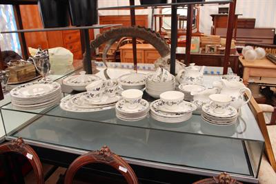 Lot 250A - A ROYAL DOULTON BURGUNDY PATTERN PART DINNER SERVICE with dinner plates