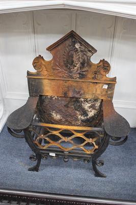 Lot 252 - A GEORGIAN STYLE CAST IRON FIRE BACK of neoclassical form 61cm wide