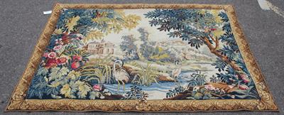 Lot 285 - A MODERN VERDURE TYPE TAPESTRY with Italianate houses within a landscape 180cm x 127cm