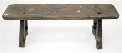 Lot 290 - AN OLD RECTANGULAR BENCH 137.5cm long
