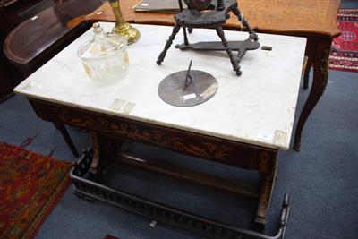 Lot 293 - A VICTORIAN MARBLE TOPPED WASH STAND the rosewood base with frieze drawer and decorated overall with