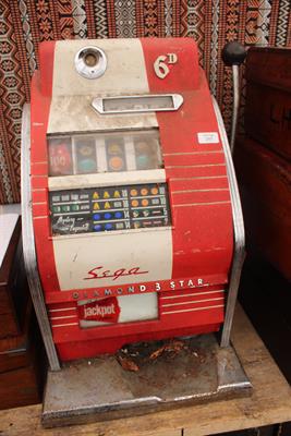 Lot 297 - A MID 20TH CENTURY SEGA DIAMOND STAR ONE ARMED BANDIT taking old sixpence pieces