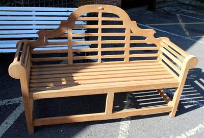 Lot 301 - A MODERN TEAK LUTYENS STYLE GARDEN BENCH 166cm wide