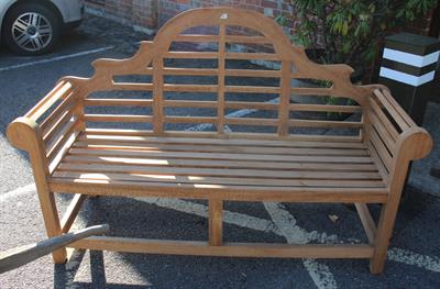Lot 302 - A MODERN TEAK LUTYENS STYLE GARDEN BENCH 166cm wide