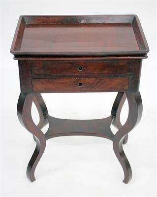Lot 306 - A 19TH CENTURY FRENCH MAHOGANY WORK TABLE with tray top