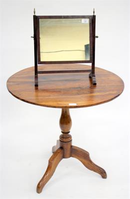 Lot 309 - A GEORGIAN CIRCULAR TILT TOP FRUITWOOD TRIPOD OCCASIONAL TABLE 52cm diameter together with a small