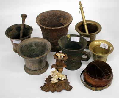 Lot 382 - A COLLECTION OF ANTIQUE BRONZE  PESTLE AND MORTARS