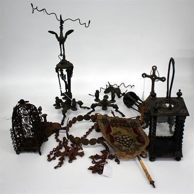 Lot 387 - A PAIR OF 19TH CENTURY BRONZE TABLE DECORATIONS each with cast cranes