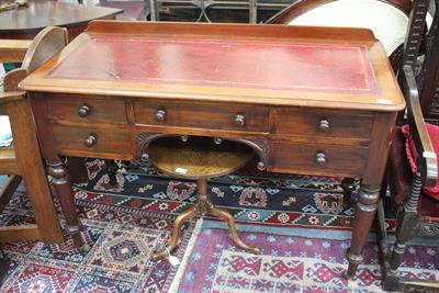 Lot 398 - A VICTORIAN MAHOGANY WRITING DESK the red leather inset top over five various drawers arranged