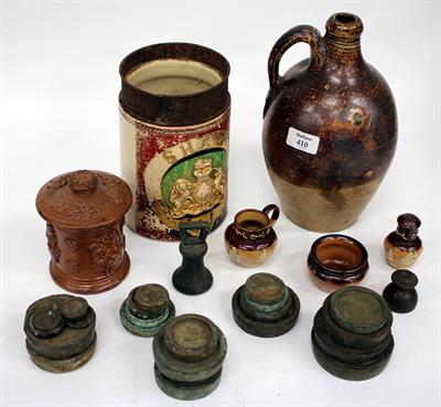 Lot 410 - A 19TH CENTURY STONEWARE FLAGON