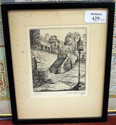 Lot 429 - WILBUR KELLS PEACOCK 1898 - 1990 CANADIAN SET OF FOUR COPPER ETCHING of scenes around Harthouse
