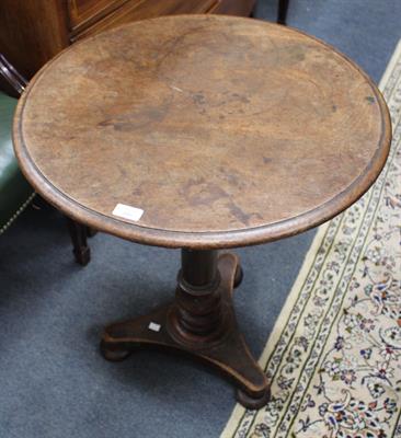 Lot 446 - A VICTORIAN MAHOGANY CIRCULAR OCCASIONAL TABLE with column support triform base and bun feet