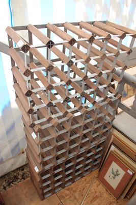 Lot 452 - THREE PIE AND GALVANISED METAL WINE RACKS each taking 24 bottles (3)