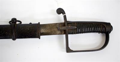 Lot 469 - A BRITISH LIGHT CAVALRY TROOPERS SWORD circa 1780 with steel scabbard and leather wire round grip