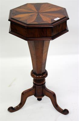 Lot 474 - A VICTORIAN WALNUT OCTAGONAL WORKTABLE