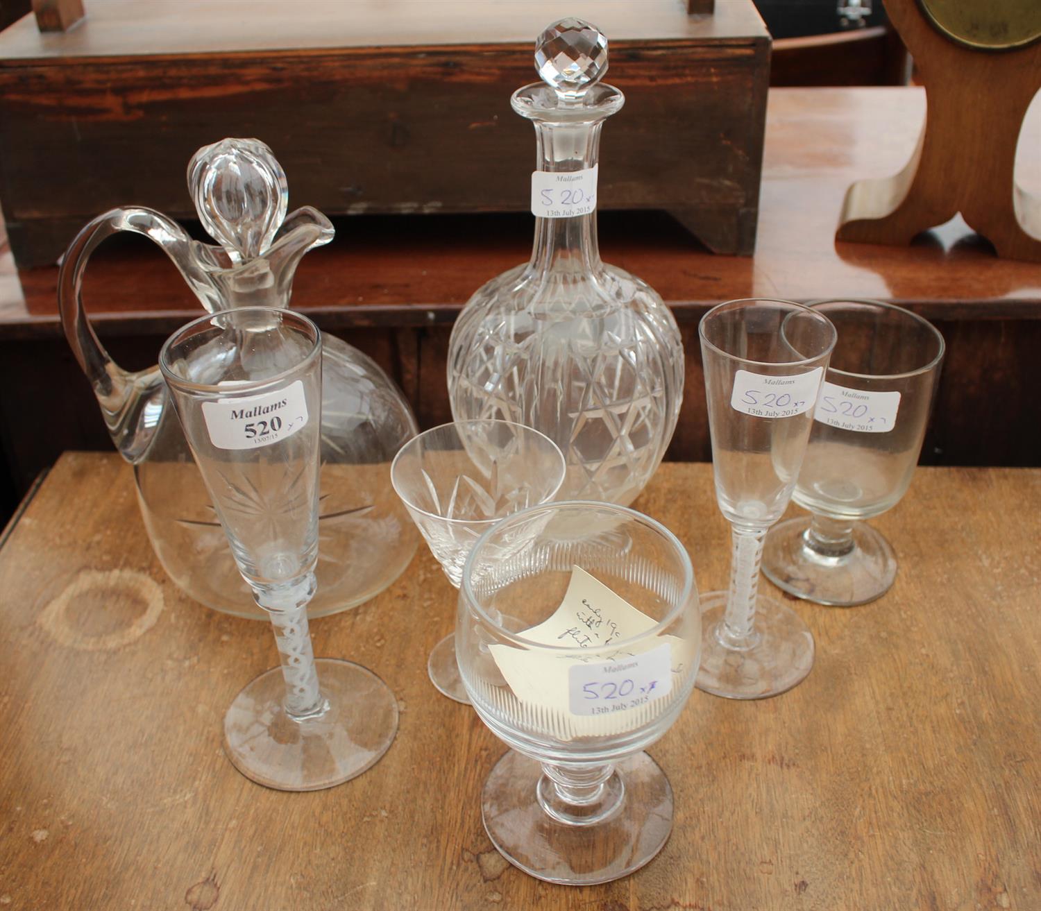 Lot 520 - AN ANTIQUE ALE GLASS with white swirl stem