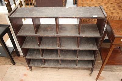 Lot 534 - AN EARLY 20TH CENTURY STAINED PINE SHOE RACK
