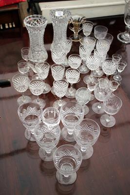 Lot 544 - A COLLECTION OF CUT GLASS to include five Stewart wine goblets