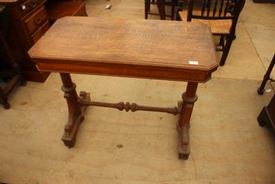 Lot 573 - A VICTORIAN OAK FOLD OVER CARD TABLE