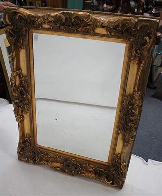 Lot 592 - A RECTANGULAR WALL MIRROR with moulded gilt frame approximately 122cm x 92cm overall