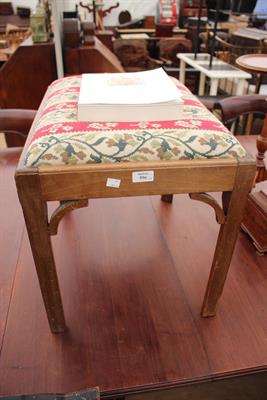Lot 596 - A GEORGE III STYLE MAHOGANY STOOL with upholstered inset seat