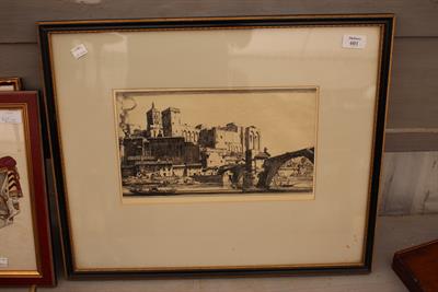 Lot 601 - A LATE 19TH/EARLY 20TH CENTURY ETCHING of a Continental scene