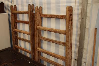 Lot 619 - TWO PAIRS OF EARLY 20TH CENTURY LADDERS each 157cm high