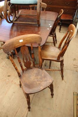 Lot 627 - A SET OF SIX ASH WYCOMBE CHAIRS with splat spindle backs and turned legs