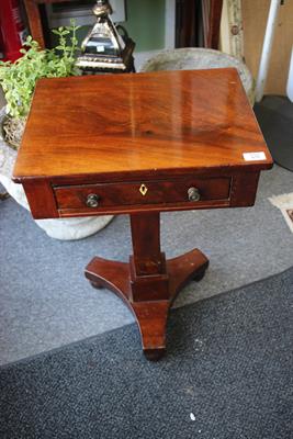 Lot 675 - A GEORGE IV MAHOGANY RECTANGULAR WORK TABLE with single drawer