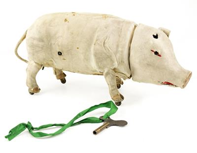 Lot 70 - A LATE 19TH / EARLY 20TH CENTURY FRENCH ROULLET & DECAMPS CLOCKWORK PIG