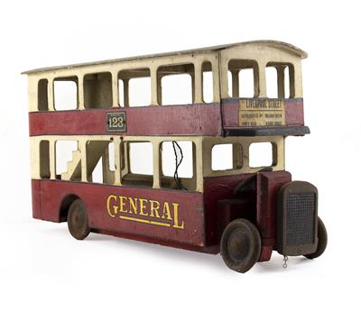 Lot 95 - AN EARLY TO MID 20TH CENTURY TRIANG PAINTED WOODEN LONDON BUS