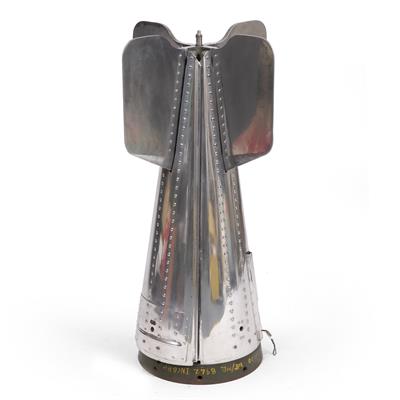 Lot 176 - A POLISHED ALUMINIUM CLUSTER BOMB TAIL