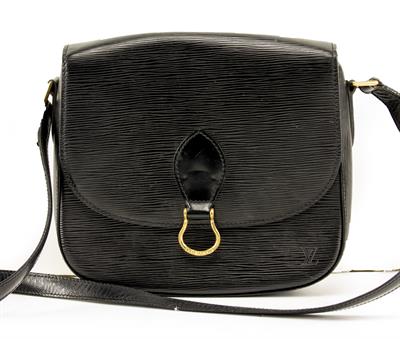 Lot 246 - A VINTAGE LOUIS VUITTON BLACK LEATHER HANDBAG