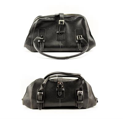 Lot 247 - TWO LOEWE BLACK LEATHER LADIES HANDBAGS