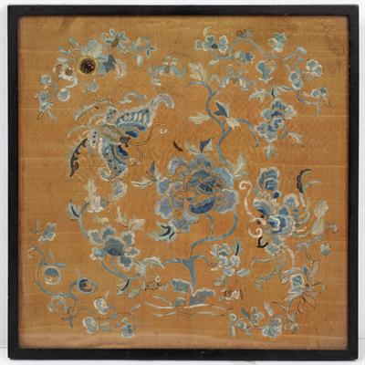 Lot 400 - A SILK SQUARE PANEL