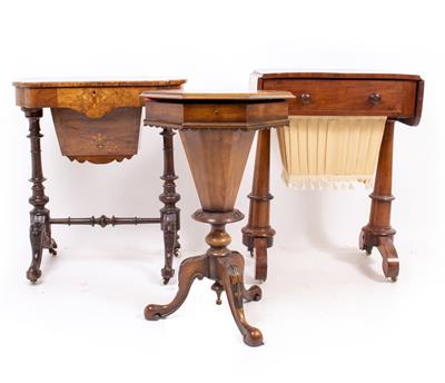 Lot 404 - A VICTORIAN WALNUT WORK TABLE