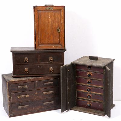 Lot 409 - A GROUP OF THREE VARIOUS TABLE TOP COLLECTOR'S CHEST OF DRAWERS