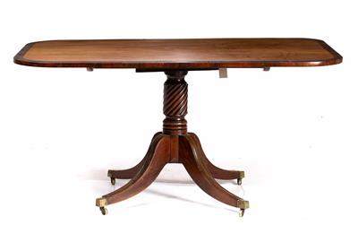 Lot 418 - A REGENCY MAHOGANY AND ROSEWOOD CROSS BANDED TILT TOP BREAKFAST TABLE