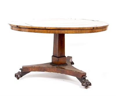 Lot 451 - A REGENCY ROSEWOOD AND BRASS INLAID CIRCULAR BREAKFAST TABLE