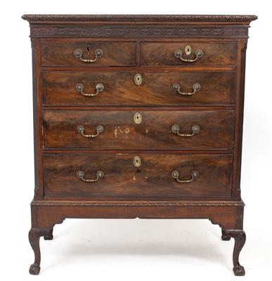 Lot 452 - A CHEST OF DRAWERS ON STAND