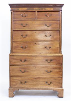 Lot 453 - A 19TH CENTURY MAHOGANY CHEST ON CHEST