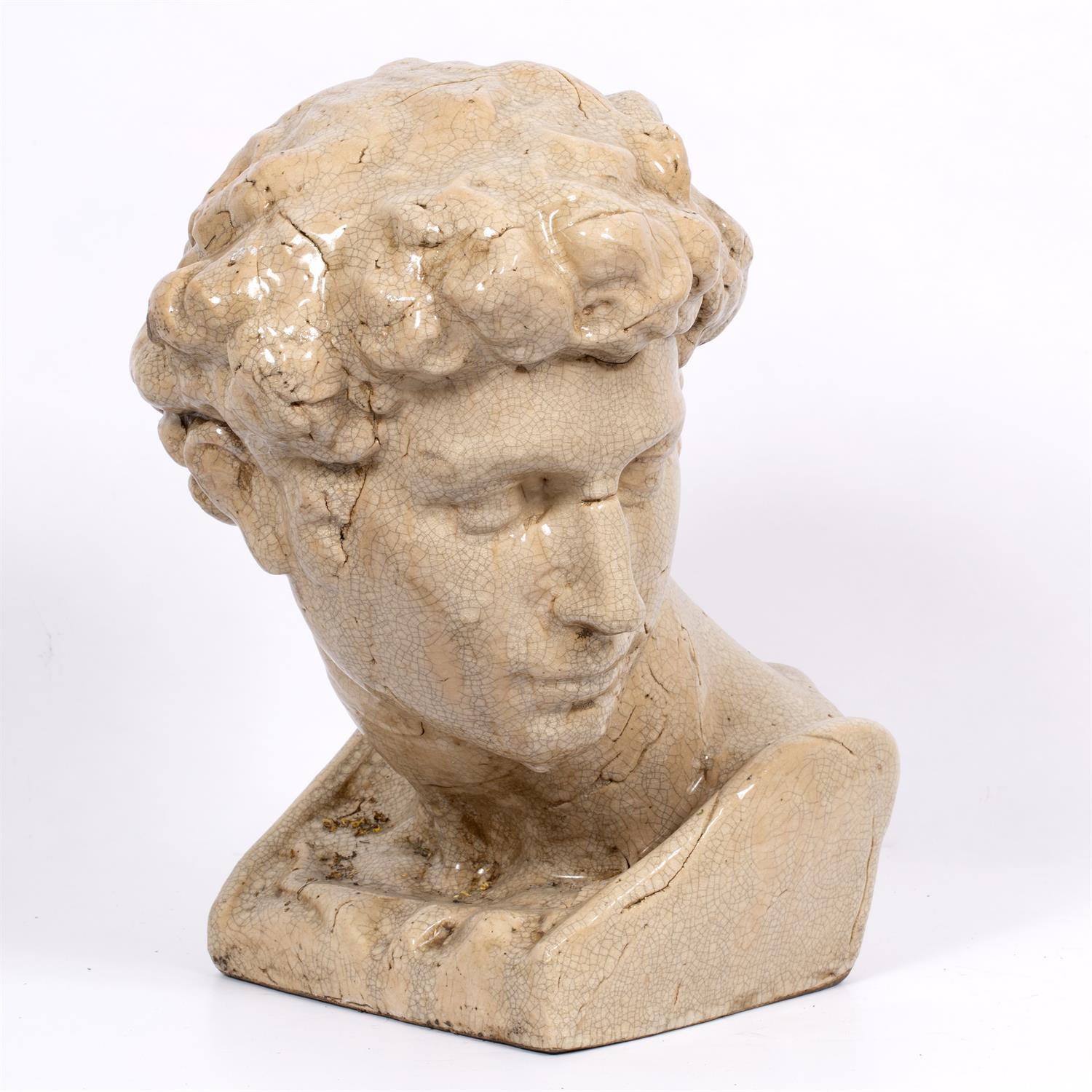 Lot 457 - A POTTERY BUST