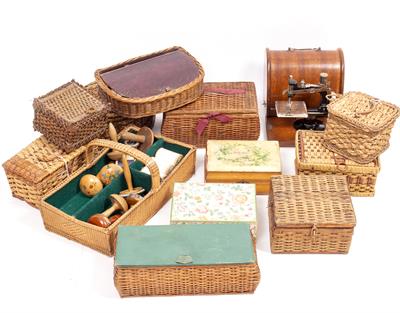 Lot 490 - A GROUP OF ELEVEN WICKER SEWING BASKETS