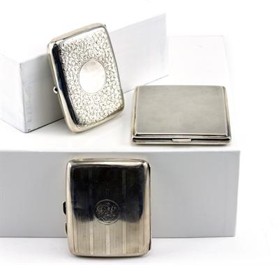 Lot 525 - THREE SILVER CIGARETTE CASES